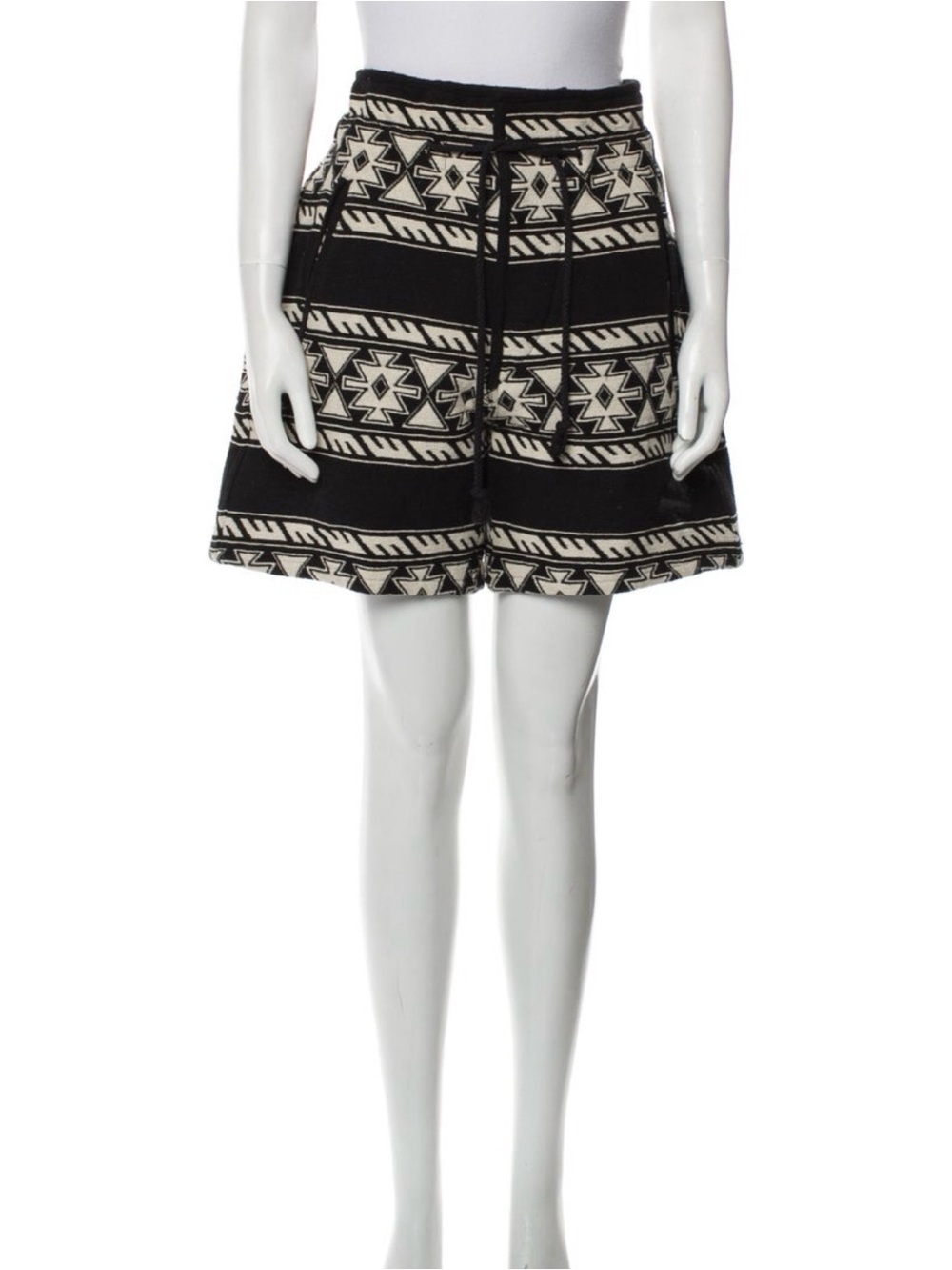 Black and Cream Aztec Knit Shorts